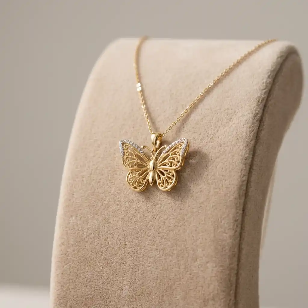Gold Butterfly Pendant Necklace